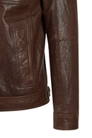 Wade Male Brown Slim-Fit Leather Jacket | Derimod