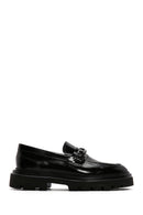 Men's Black Buckled Thick Soled Leather Casual Loafer | Derimod