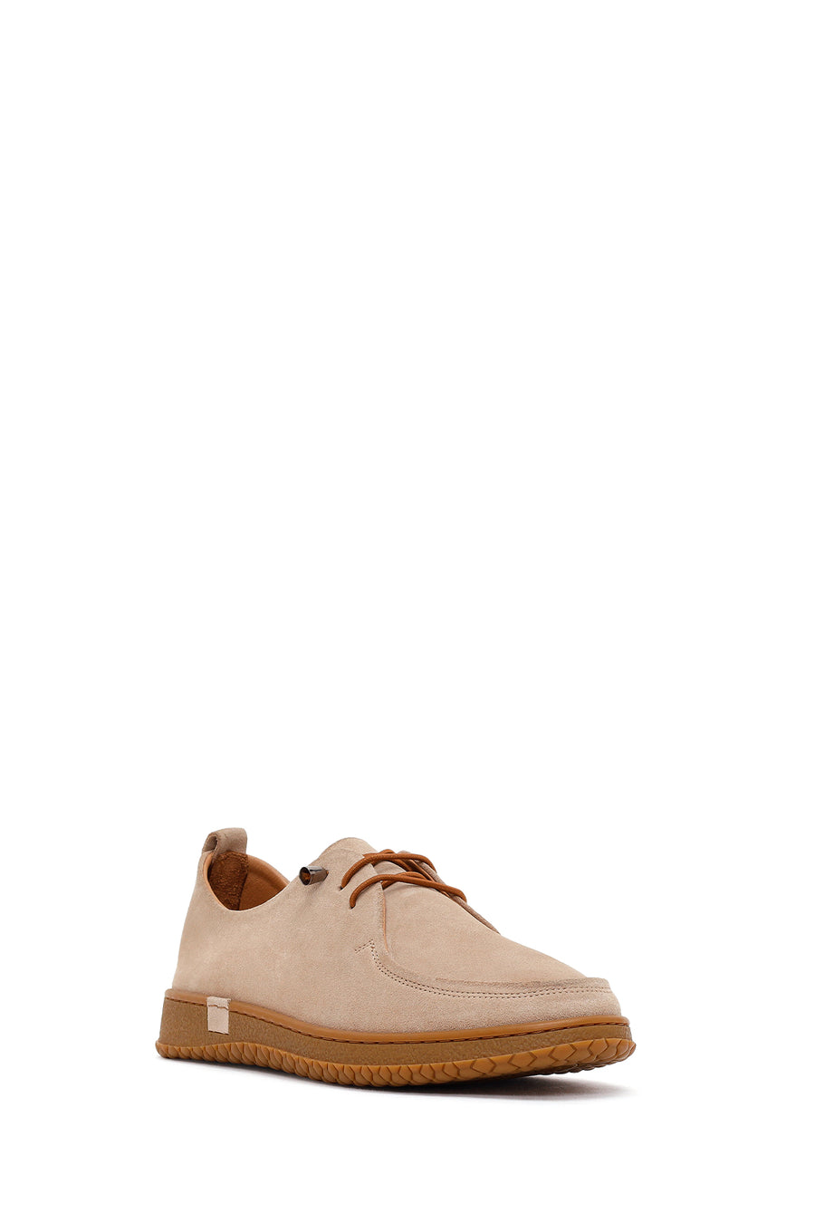 Women's Beige Lace-up Suede Leather Comfort Shoes