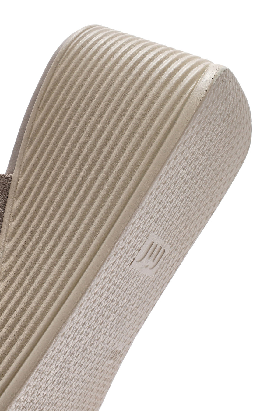 Women's Gray Wedge Heeled Suede Leather Slippers