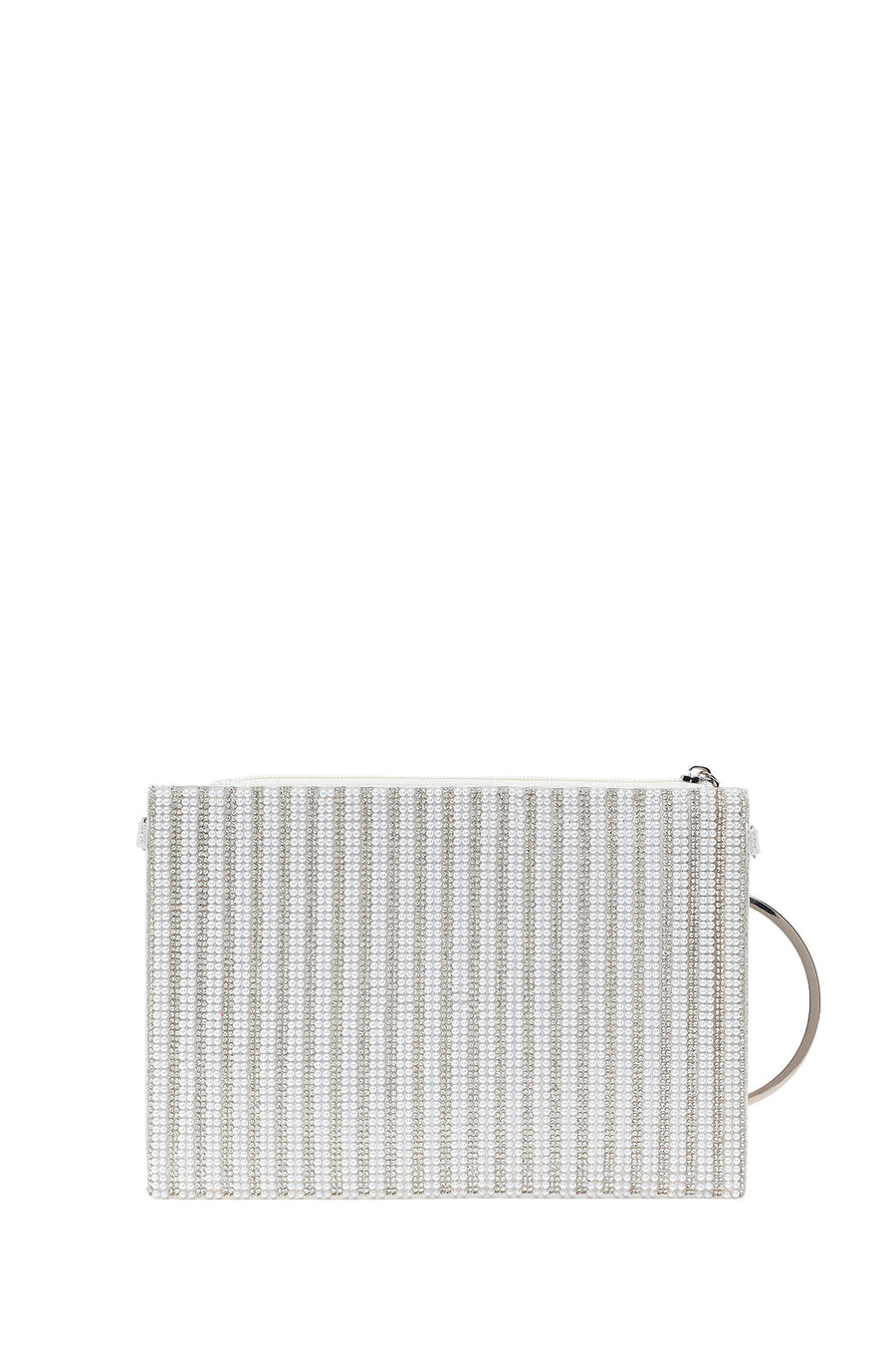 Woman Silver Chain-Strap Stone-Embellished Evening Bag