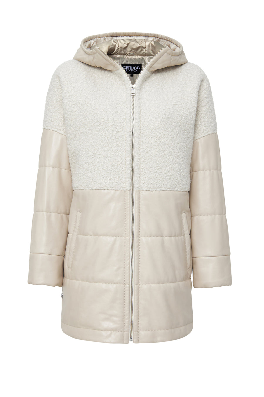 Atlanta Women's Beige Hooded Teddy Leather Jacket 24WGP5281FF | Derimod