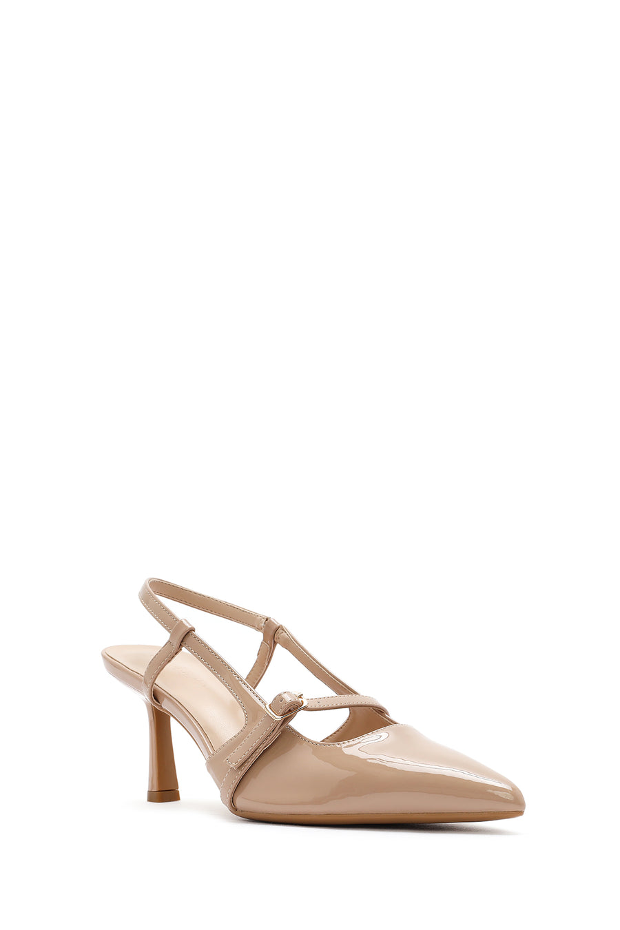 Women's Beige Open Back Thin Heeled Shoes