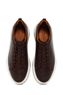 Men's Brown Lace-up Thick-Sole Leather Sneaker | Derimod