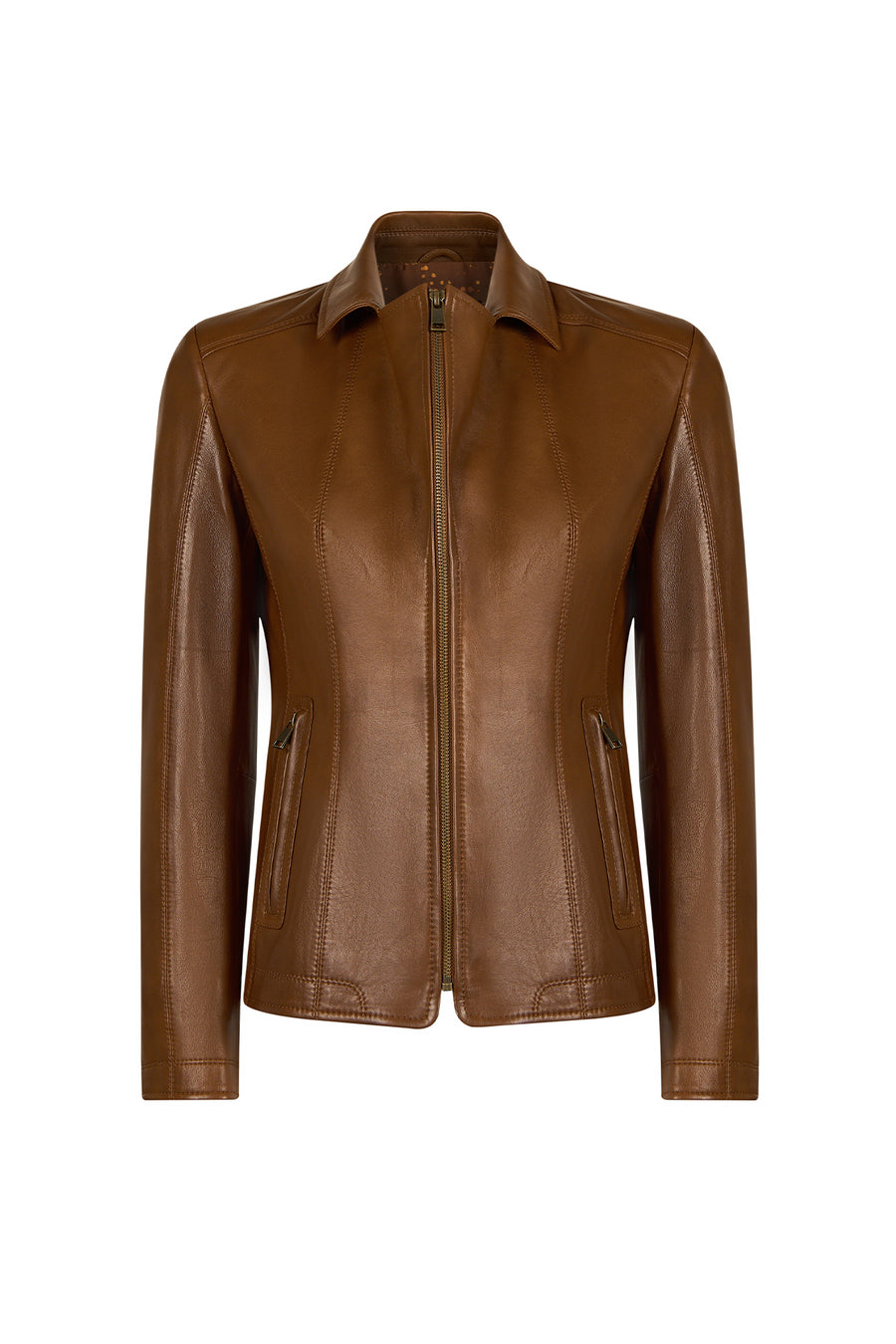 Martha Woman Camel Short Leather Jacket