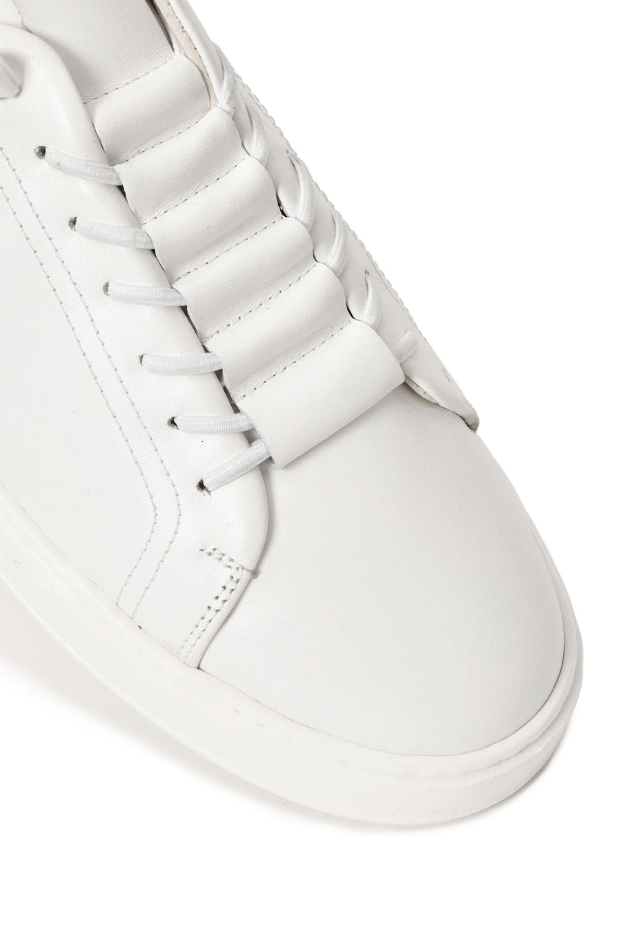 Erkek Beyaz Bağcıklı Deri Sneaker