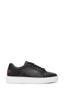 Erkek Siyah Bağcıklı Deri Sneaker | Derimod
