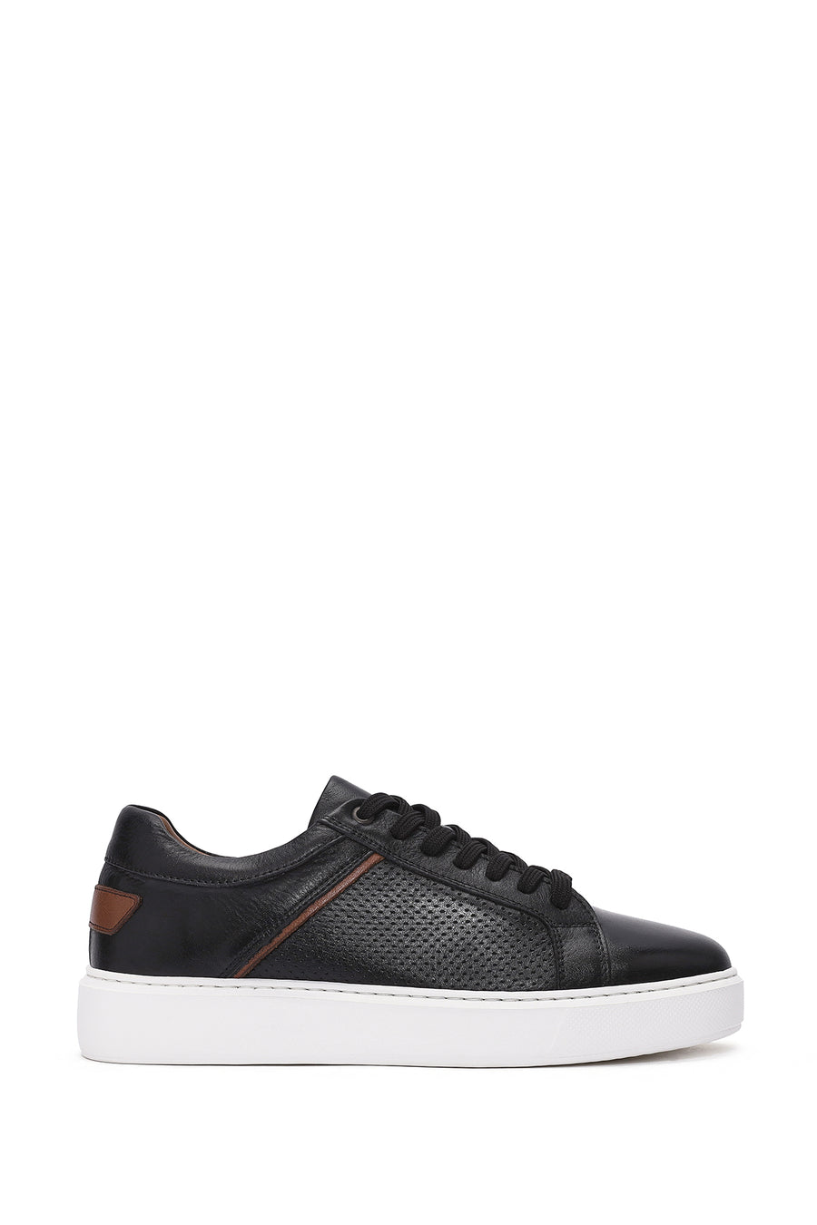 Erkek Siyah Bağcıklı Deri Sneaker 25SFD750818 | Derimod