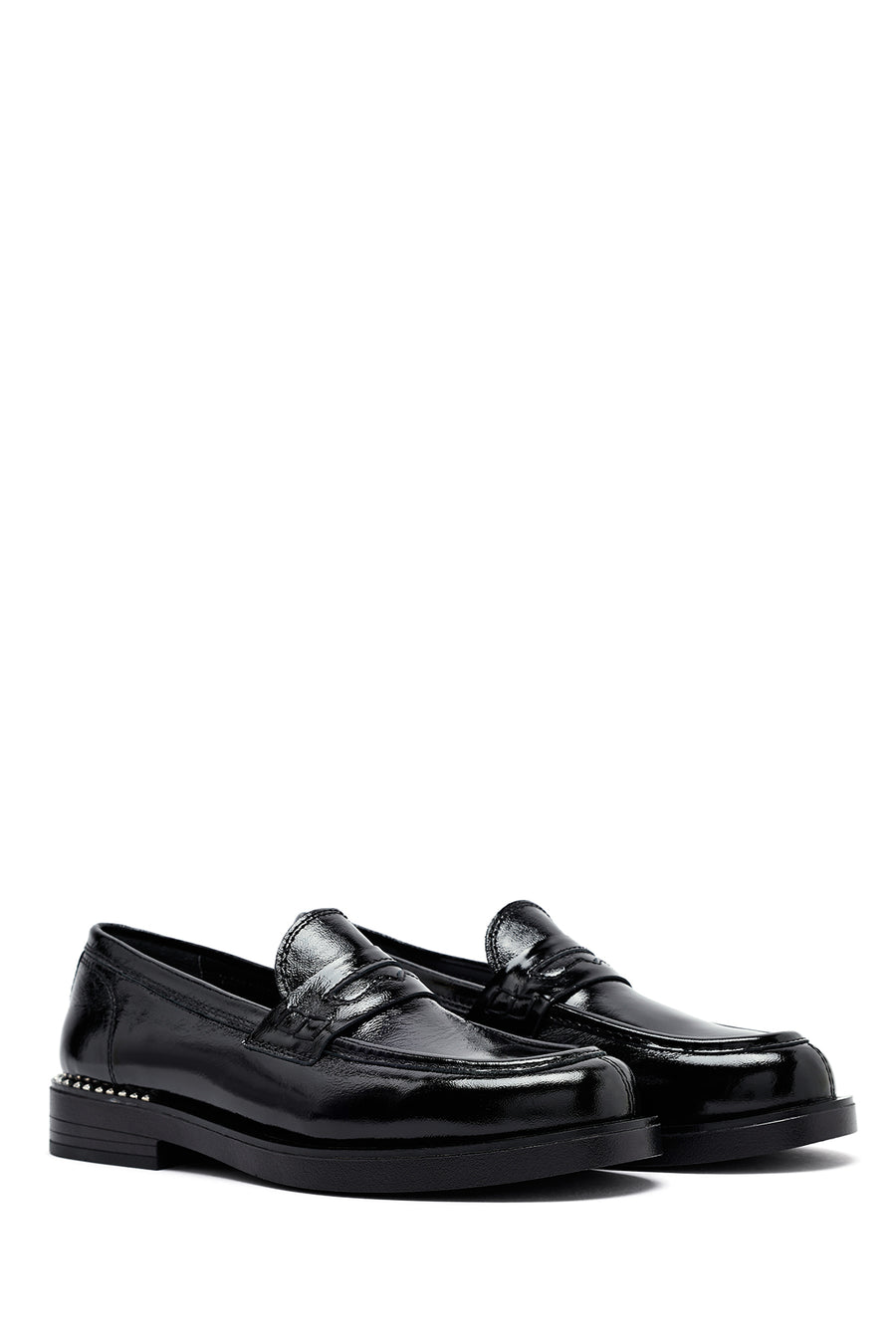 Woman Black Patent Leather Leather Masculine Loafer
