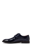 Men's Navy Blue Lace-up Patent Leather Classic Shoes | Derimod