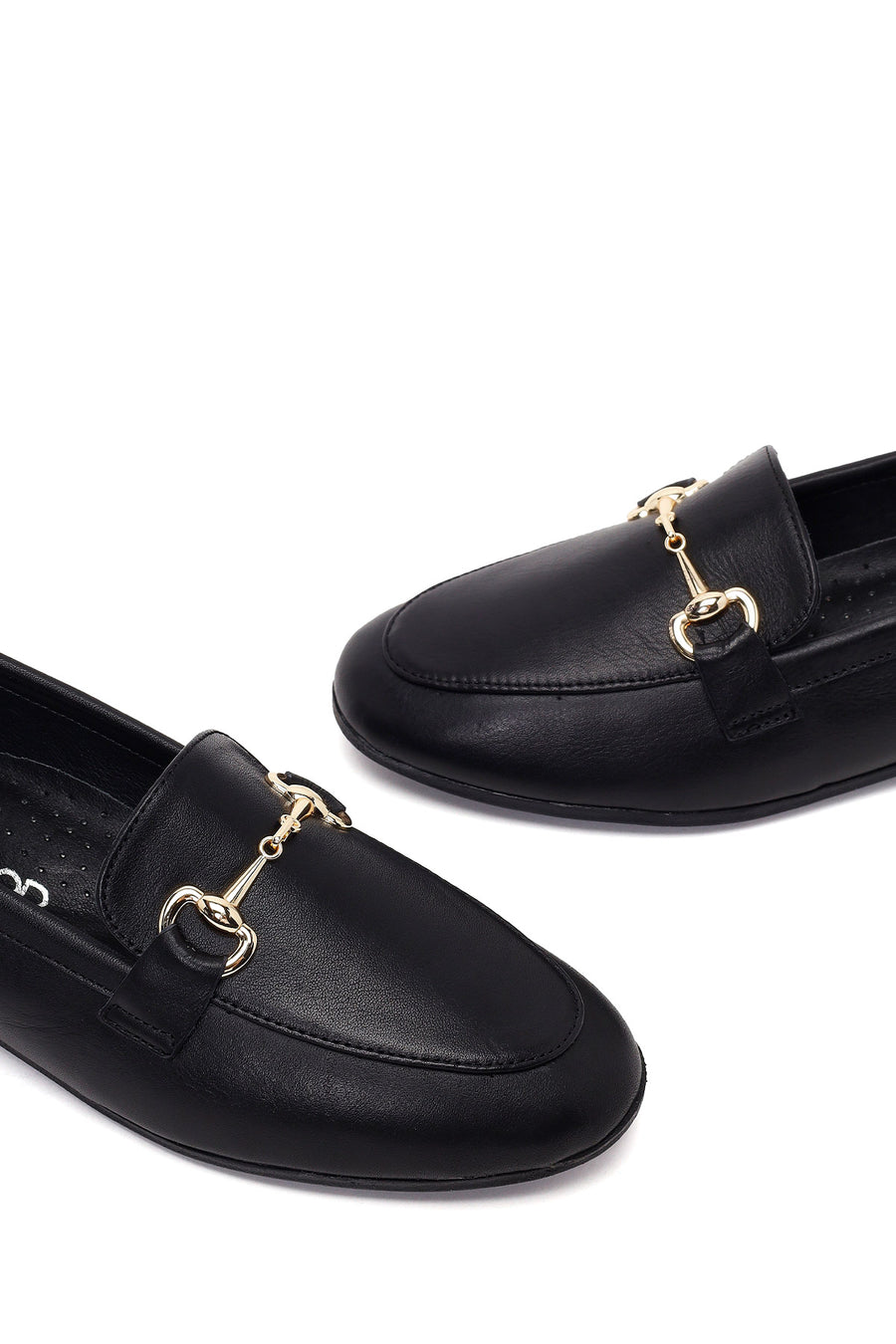 Kadın Siyah Tokalı Deri Klasik Loafer