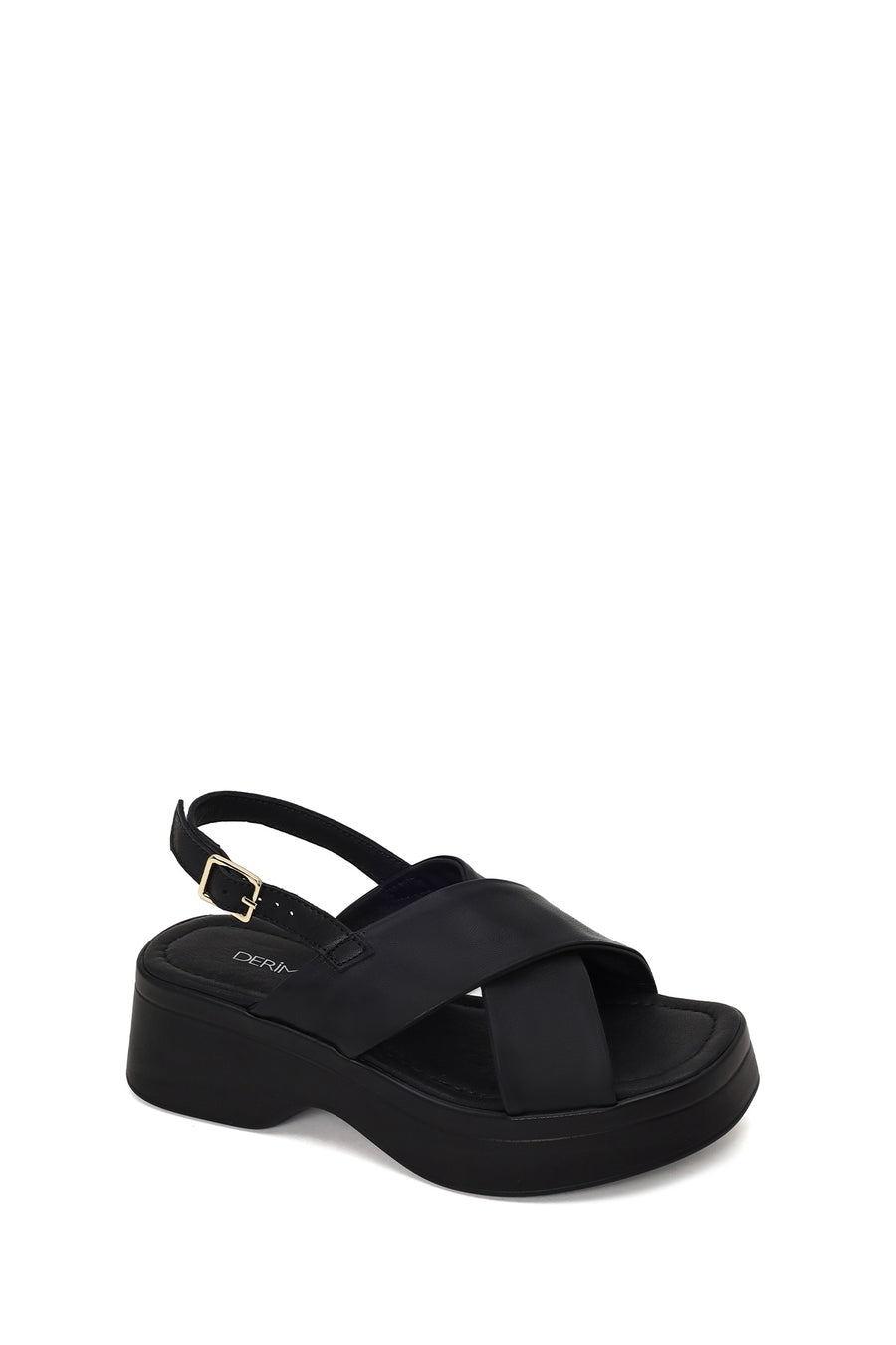Woman Black Thick-Soled Leather Sandal
