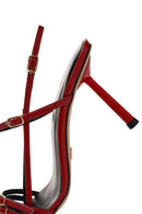 Women's Red Ankle Strap Open Back Heeled Patent Leather Shoes | Derimod