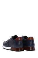 Men's Navy Blue Leather Sneaker | Derimod