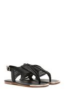 Women's Black Ankle Strap Flip Flops Sandals | Derimod