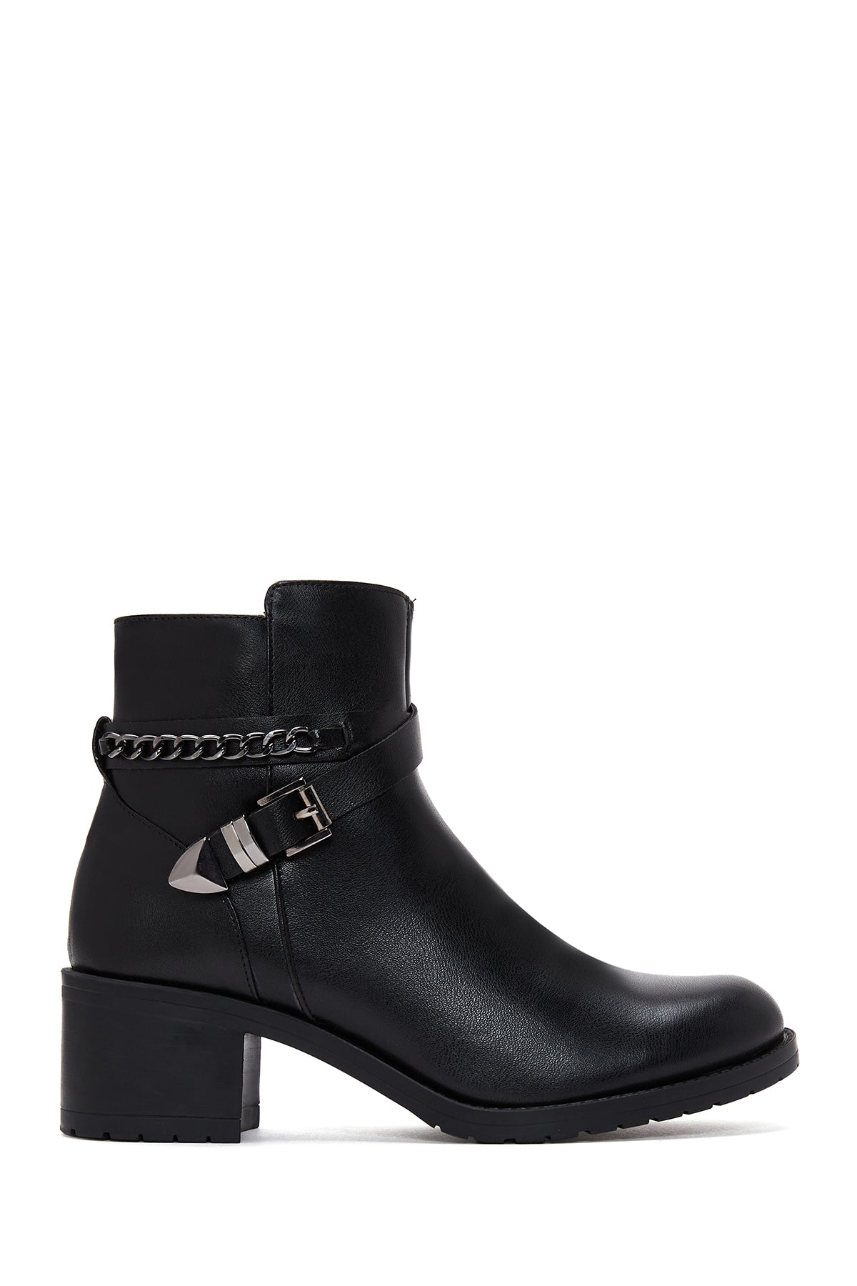 Women's Black Buckle Heeled Boots 23WFE400918 | Derimod