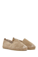 Women's Beige Suede Leather Espadrille | Derimod