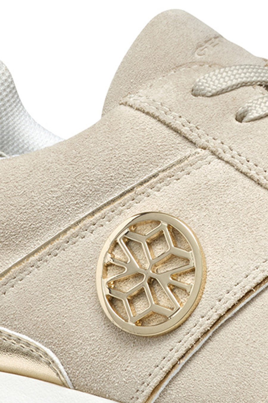 Geox Kadın Bej  Low-Top Bağcıklı Kalın Tabanlı Süet Deri Sneaker