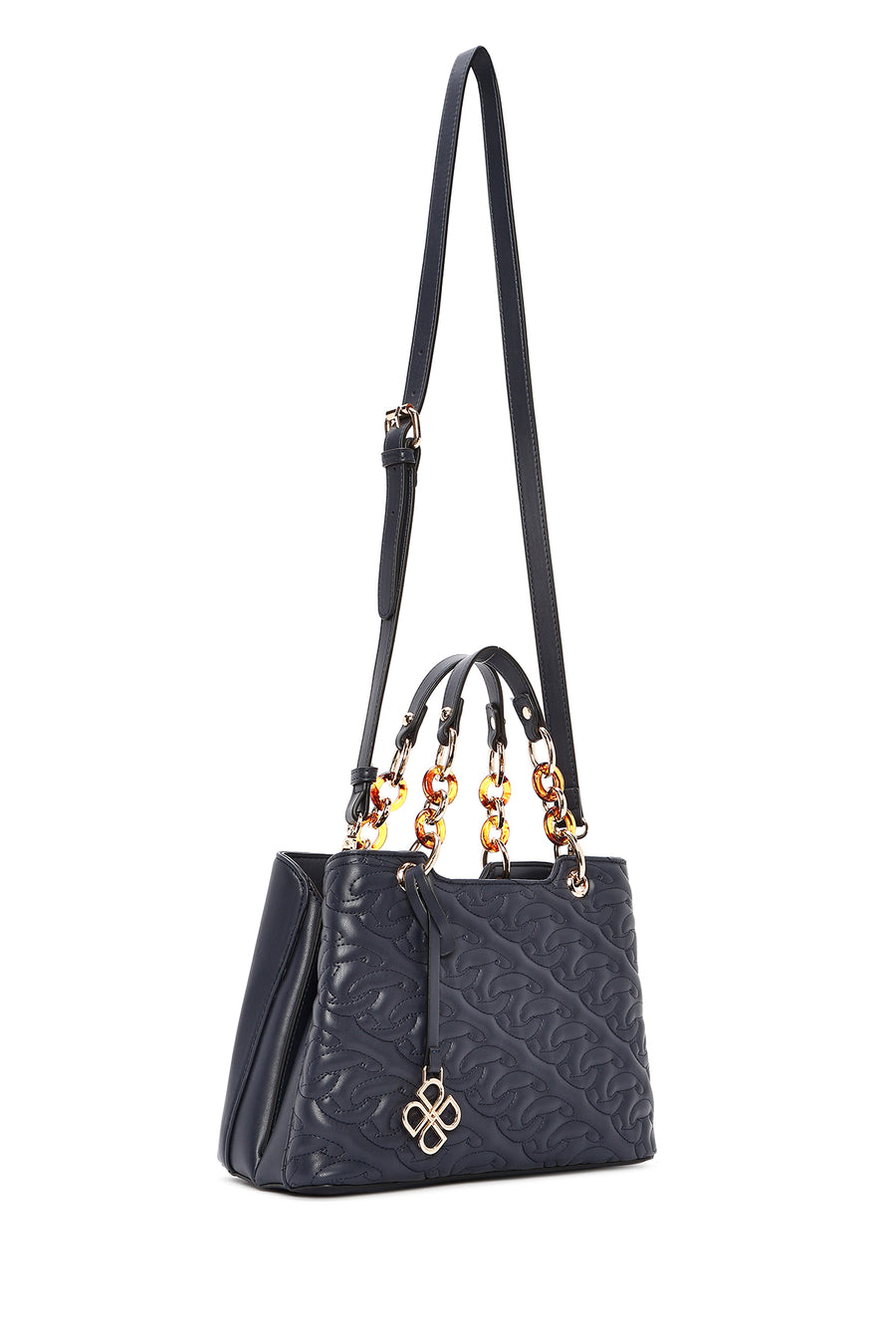 Women's Navy Blue Long Strap Quilted Classic Handbag