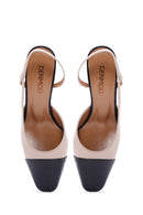 Women's Beige Leather Low Heeled Shoes | Derimod