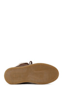 Woman Dark Mink Lace-Up Thick-Soled Suede Teddy Boots | Derimod