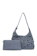 Woman Jean Blue Knitted Shoulder Bag | Derimod