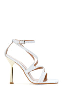 Women's White Leather High Heel Sandals | Derimod