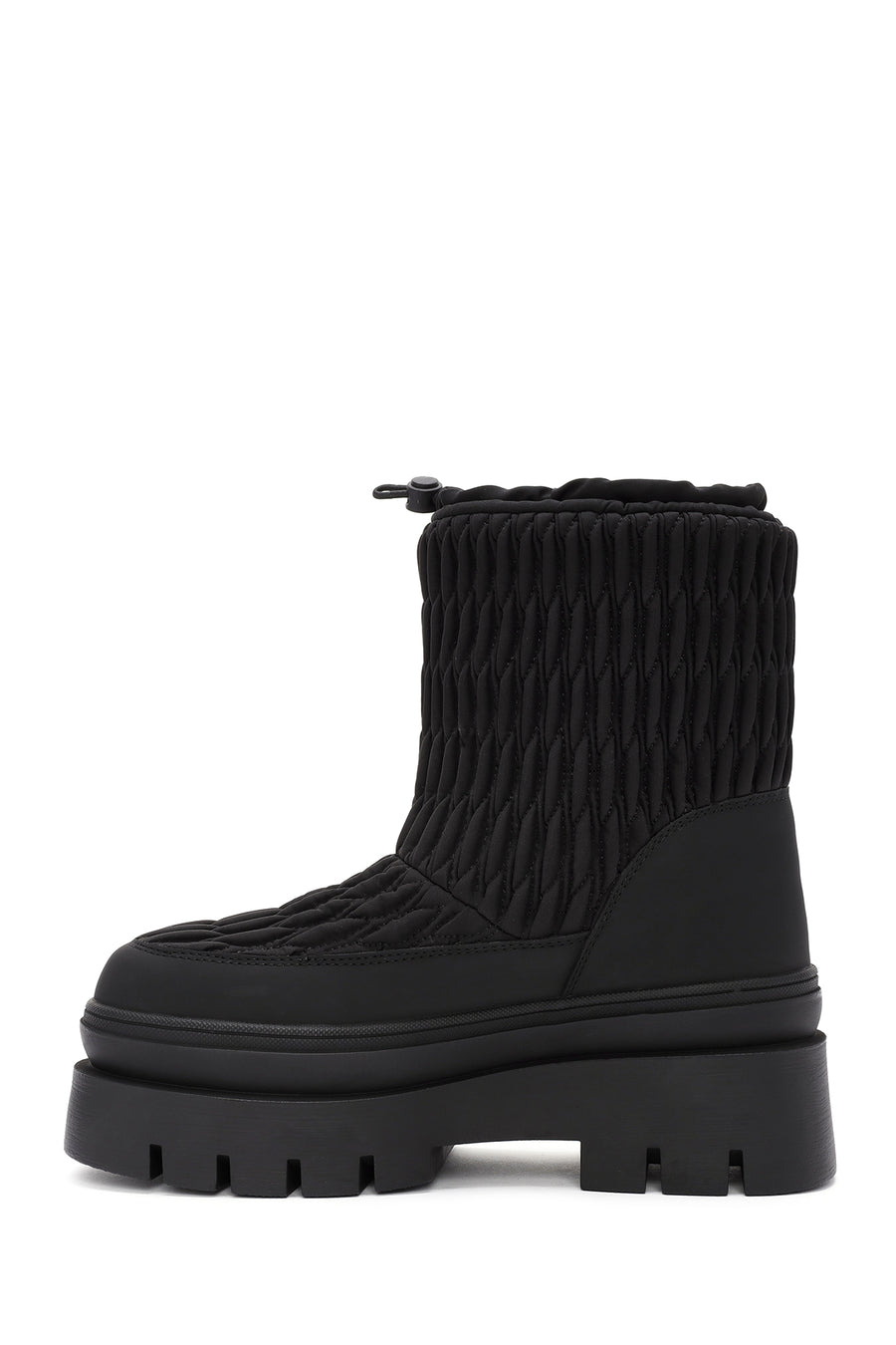 Women's Black Thick Soled Fabric Boots