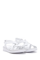 Women's White Leather Comfort Sandals | Derimod