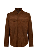Matias Male Brown Suede Leather Shirt Jacket | Derimod