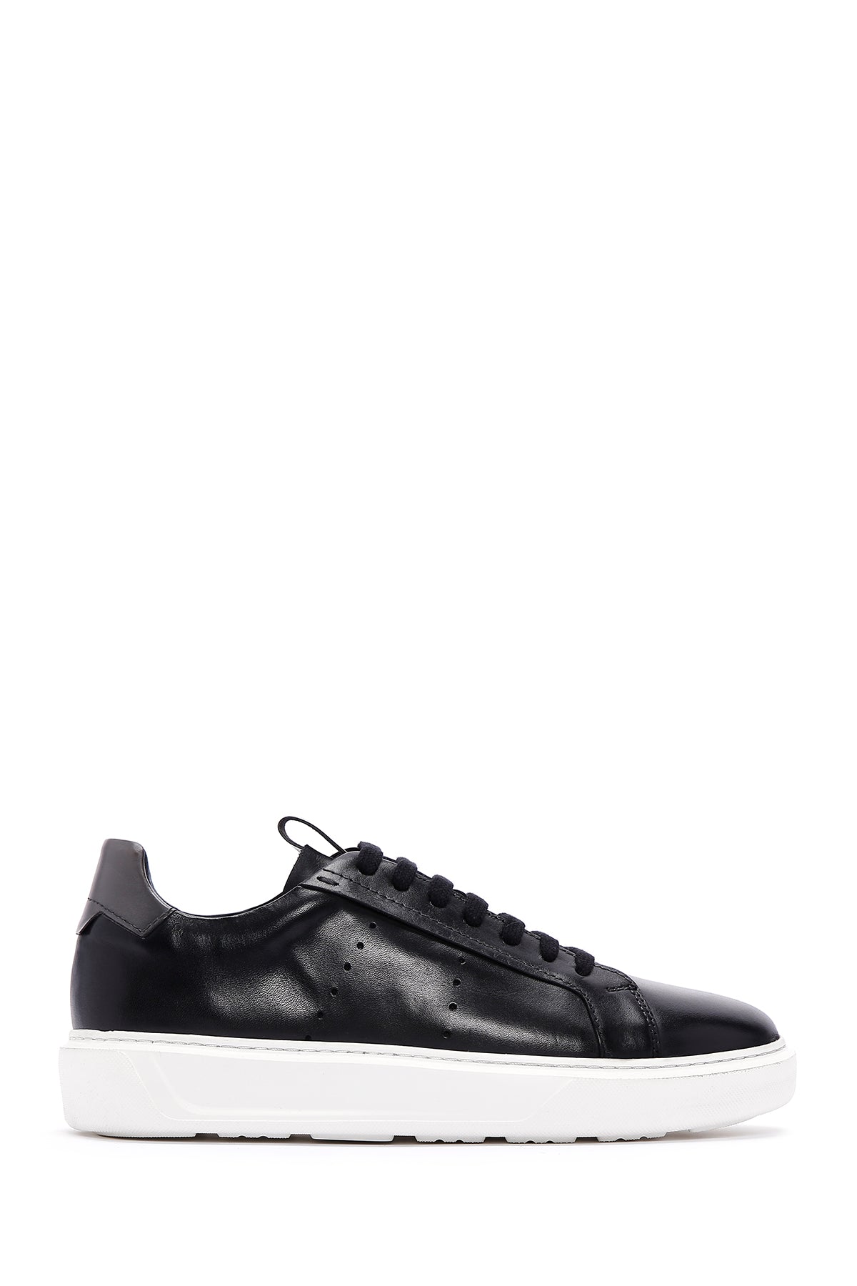 Men's Black Leather Thick Soled Sneaker 23SFD608518 | Derimod