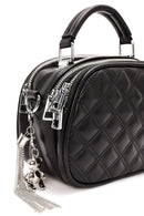 Women's Black Long Strap Quilted Patterned Crossbody Bag | Derimod