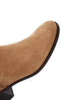 Women's Tan Suede Leather Chelsea Boots | Derimod