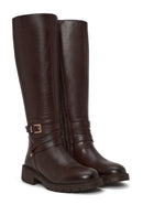Woman Brown Zip Closure Leather Boots | Derimod