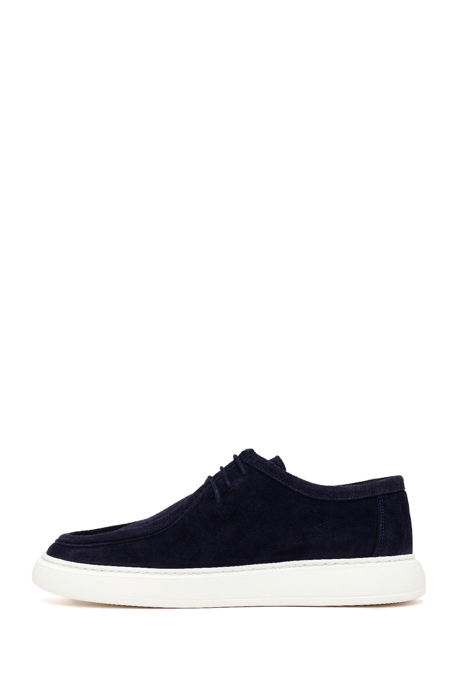 Male Navy Blue Lace-Up Thick-Soled Suede Casual Shoes
