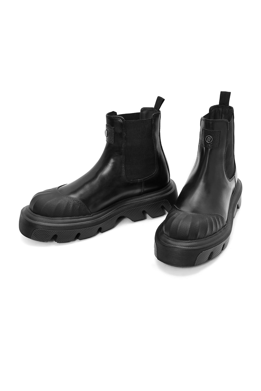 Men's Black Thick Soled Leather Chelsea Boots