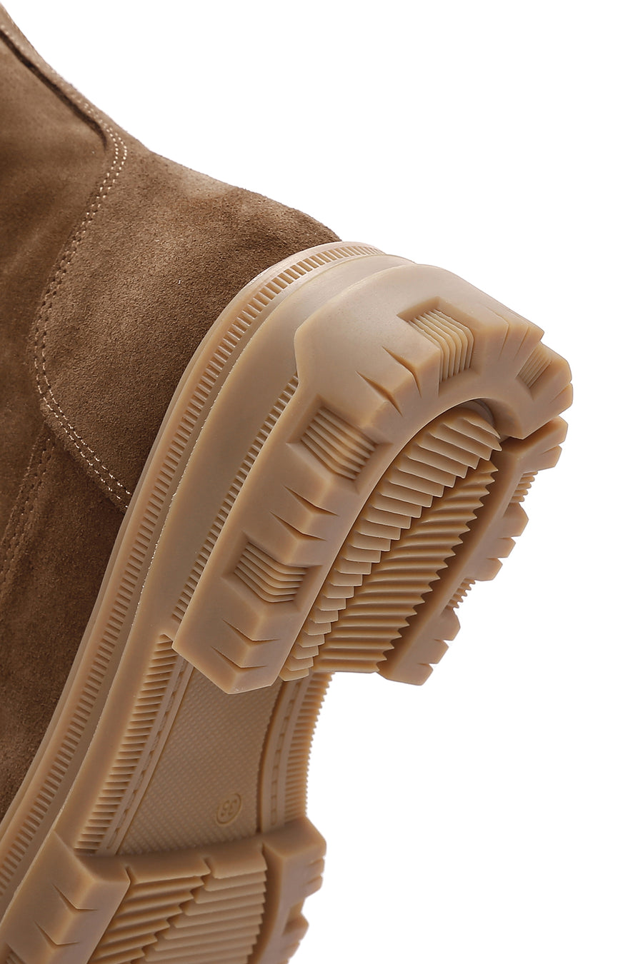 Women's Tan Thick Soled Zippered Suede Leather Boots
