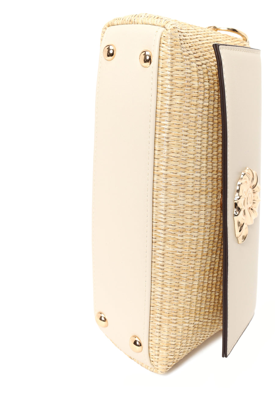 Woman Cream Long-Strap Woven Straw Shoulder Bag