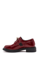 Women's Burgundy Lace-Up Leather Masculine Shoes | Derimod