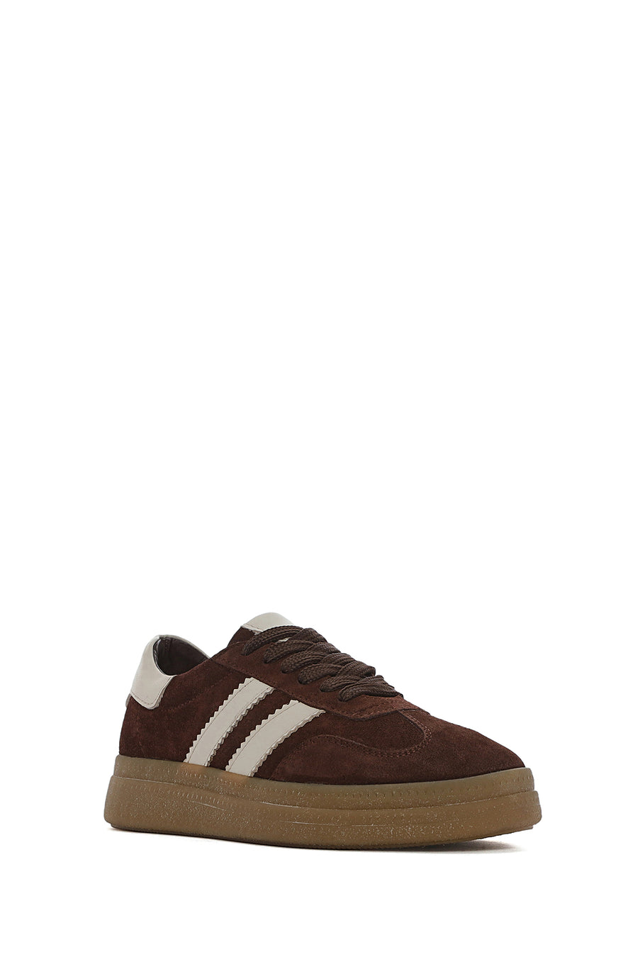 Woman Brown Lace-Up Suede Leather Sneaker