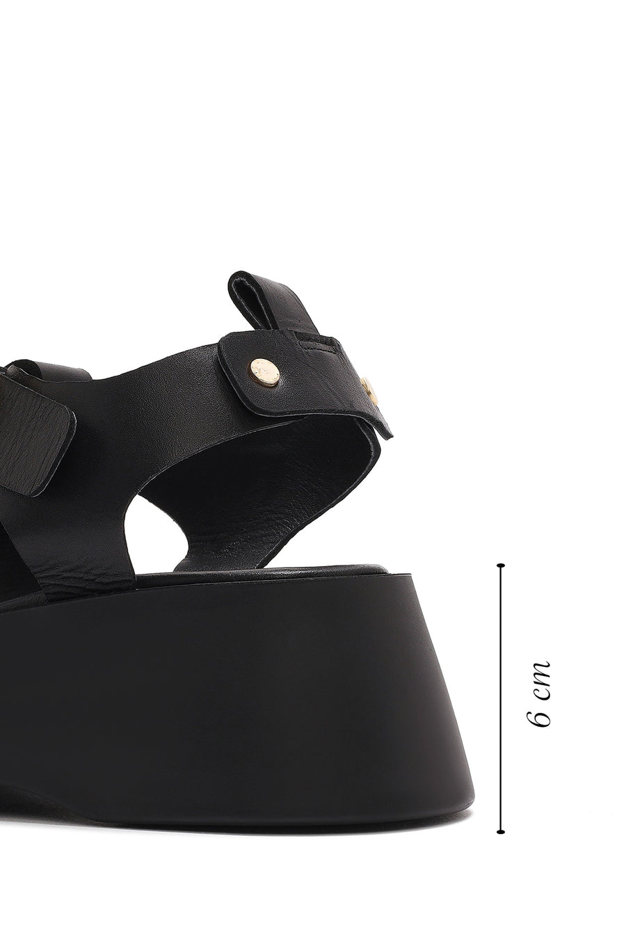 Women's Black Ankle Strap Thick Soled Leather Sandals