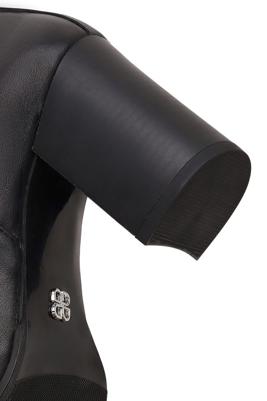 Woman Black Thick-Heeled Leather Chelsea Boots