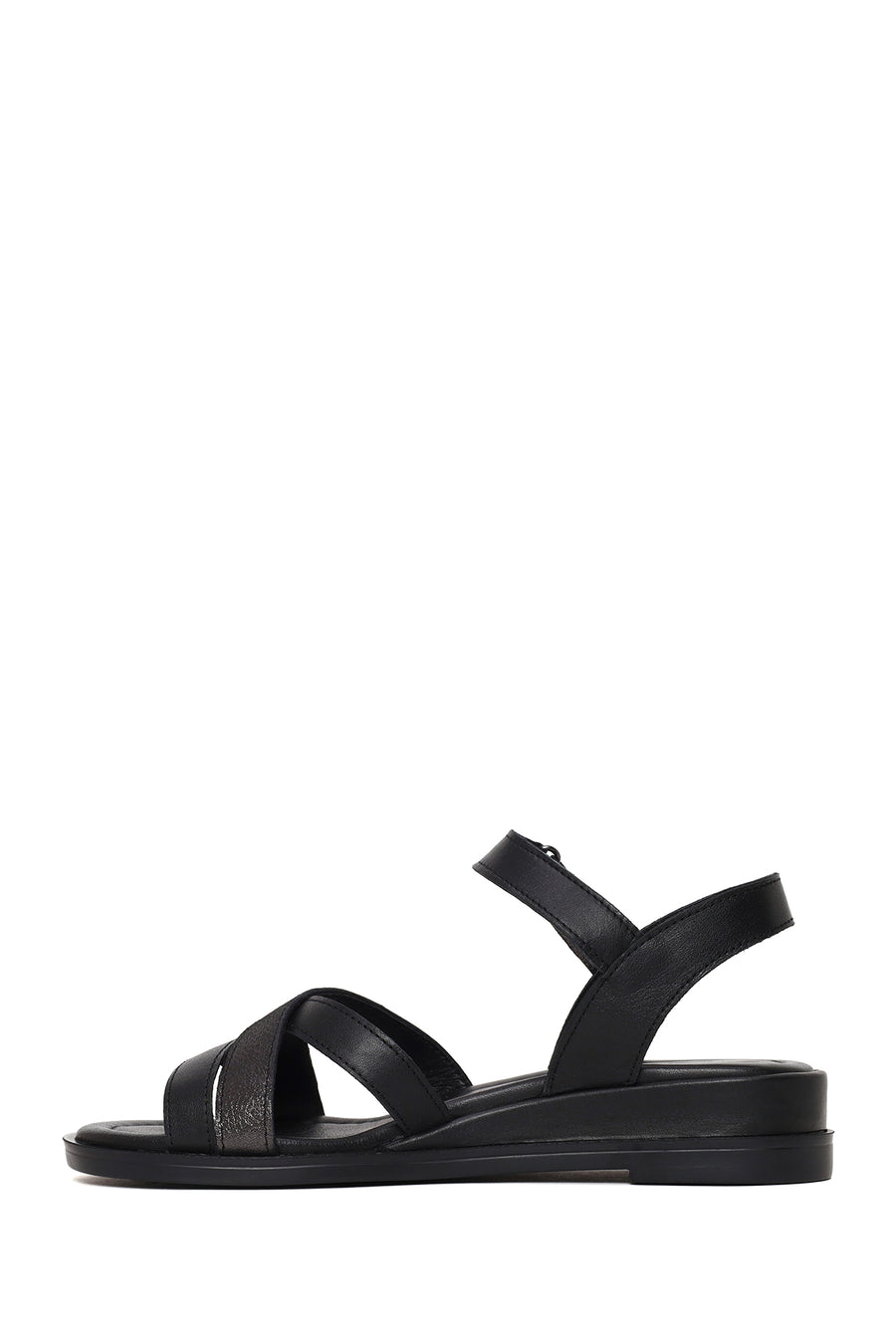 Women’s Black Ankle-Strap Leather Sandals