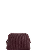 Women's Burgundy Long Strap Quilted Patterned Crossbody Bag | Derimod