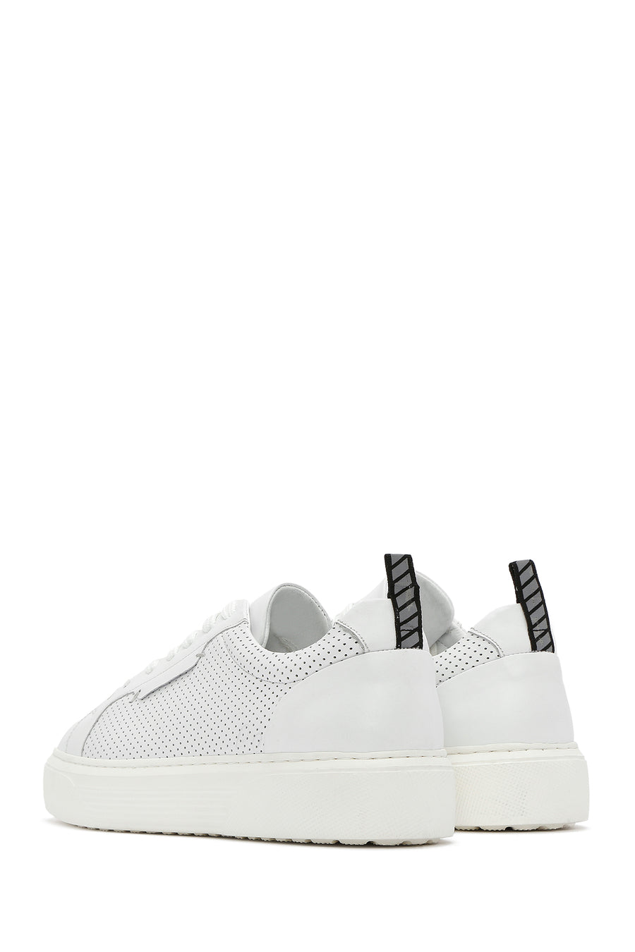 Men's White Lace-up Leather Sneaker