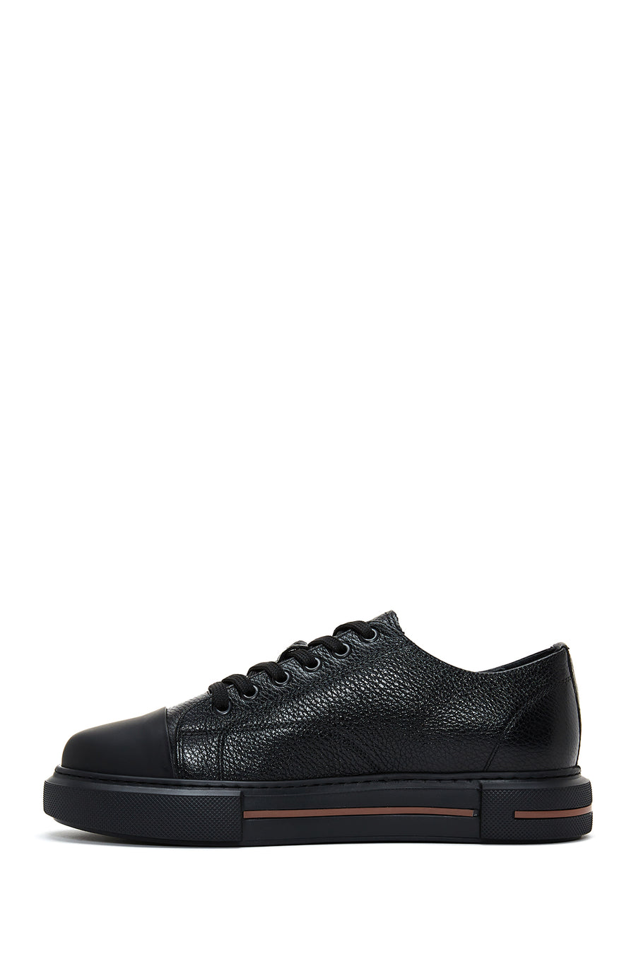 Men's Black Leather Thick Soled Sneaker 22WFD6138FT | Derimod
