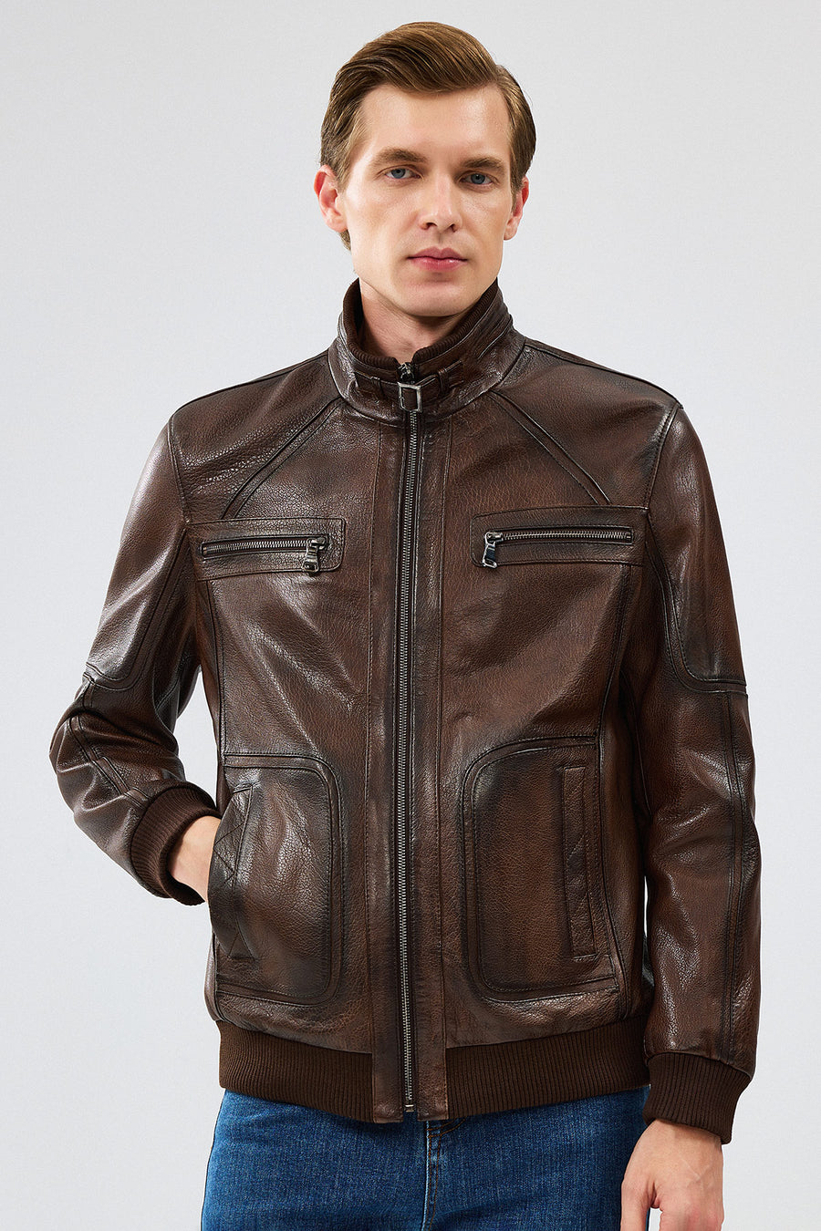 Felix Men's Brown Leather Jacket