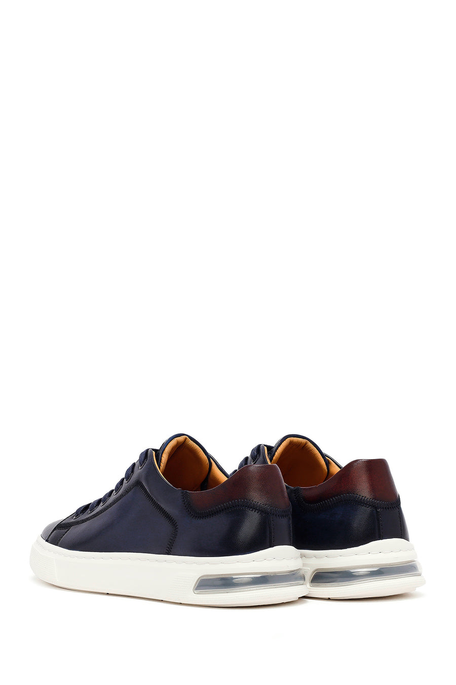 Men's Navy Blue Lace-Up Leather Sneaker