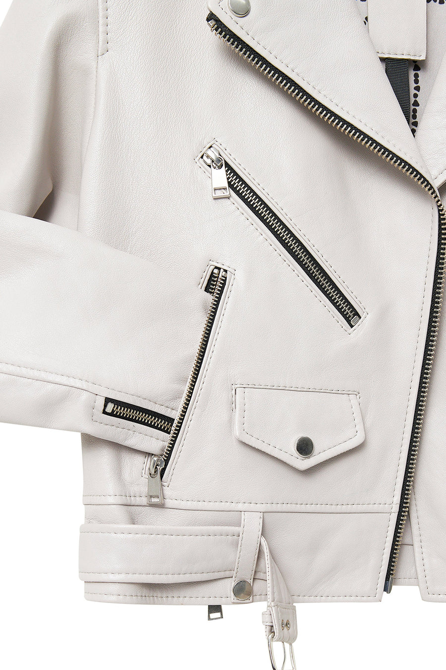 New Age Women's Gray Double Breasted Leather Jacket