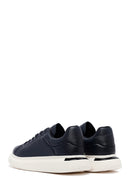 Men's Navy Blue Lace-Up Thick-Soled Leather Sneakers | Derimod